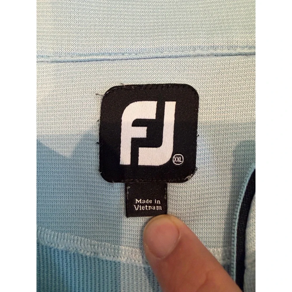FootJoy Mens XXL Light Blue Quarter Zip Golf Pullover Long Sleeve Textured Knit